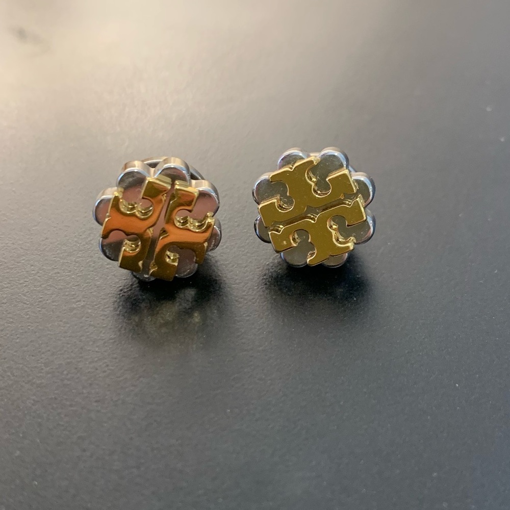 Tory Burch Two Tone Stud Earrings